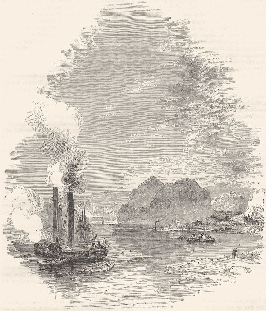 SCOTLAND. The Clyde- Dumbarton 1850 old antique vintage print picture